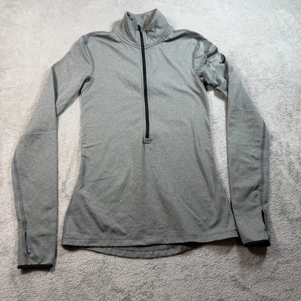 Nike Pro Hyperwarm Fitted Half Zip 3.0 Womens Small Gray Running Gym 620440-091